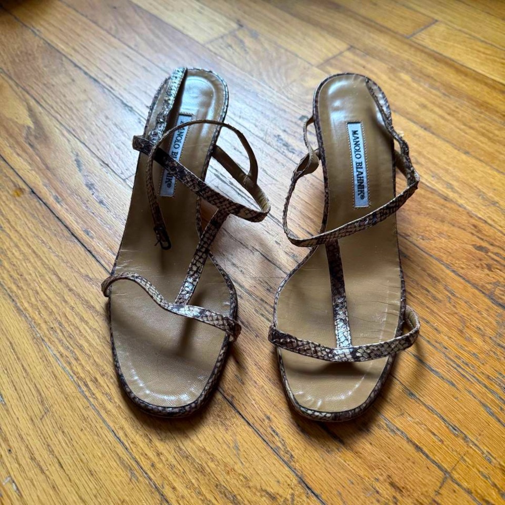 Manolo Blahnik Snakeskin Brown Heels EU40 - Picture 5 of 9